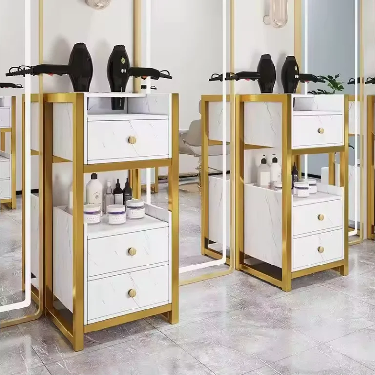 Latest Design Salon Furniture Gold Salon Trolley Removable Beauty Trolley Makeup Storage Trolley