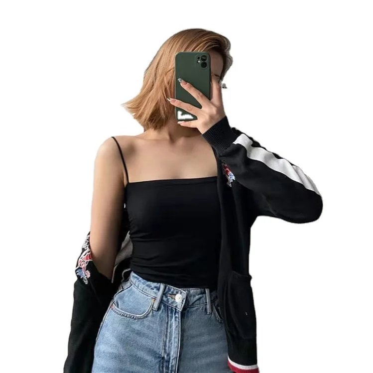 1806 Cotton High Elastic Breathable Soft Knitted Thin Fitness Sports Seamless Crop Top Camisole Vest