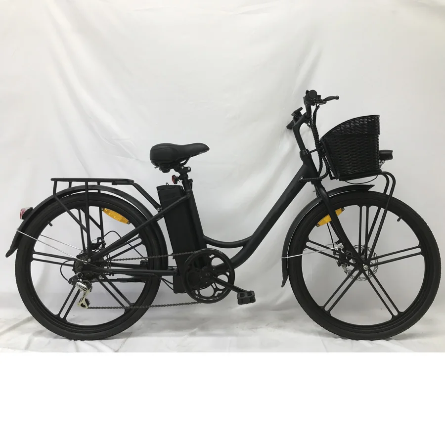 City commuting 26 stainless steel electric bicycle LCD pedelec step-through with 6 speed gears