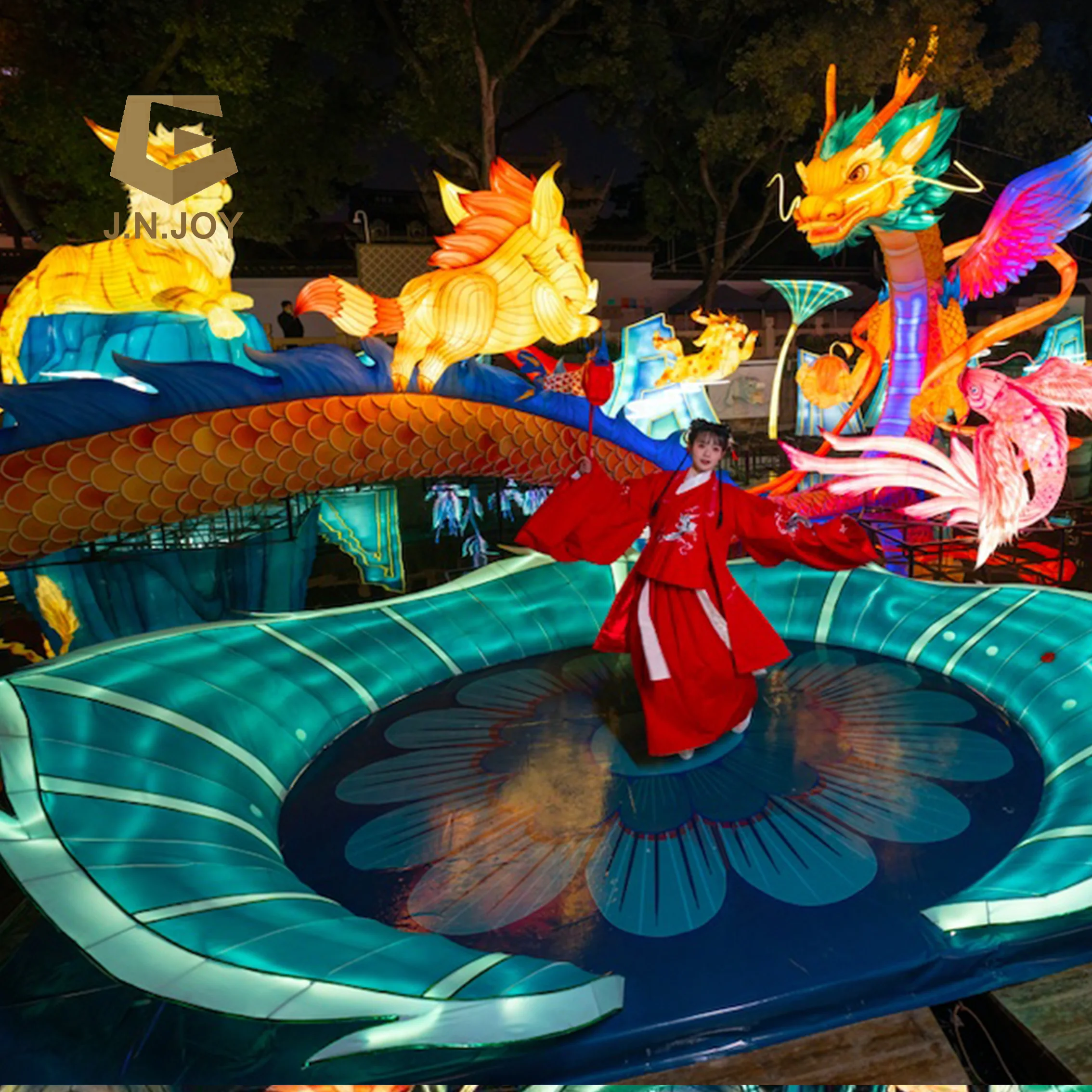 JN-ZM24FL Customized Night Tour Event Lighting Decoration Large Lantern Animals Chinese Lanterns With Lights