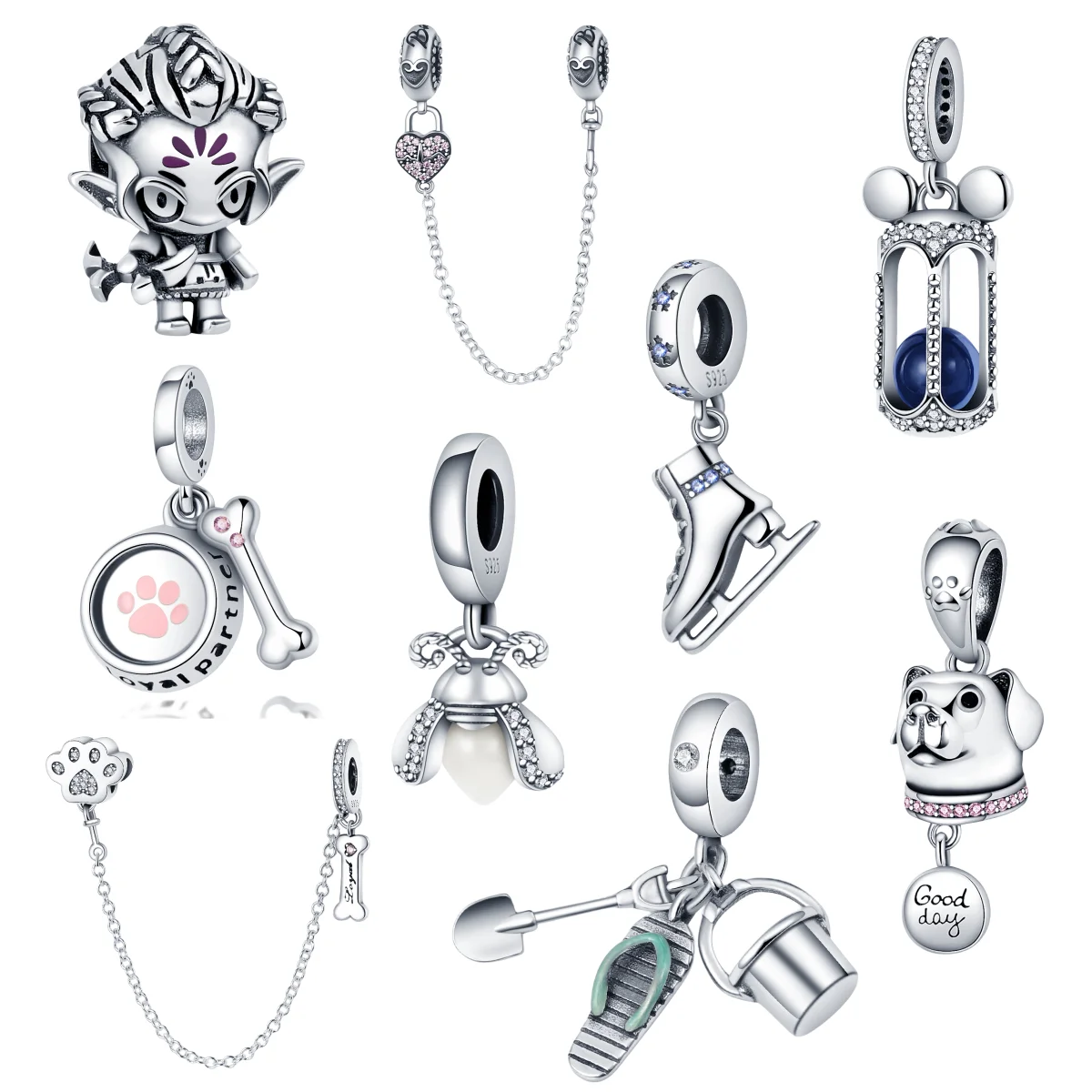 New Original Pendant Safety chain Insect Monkey Shoes Bead Fit Brand Charms 925 Sterling silver Bracelet DIY Women Jewelry