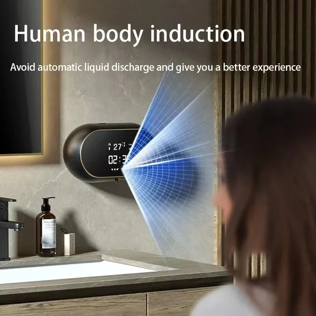 Electric Touchless Induction Soap Dispenser USB Rechargeable Body Induction Liquid Soap Wash Machine With Digital Screen Display