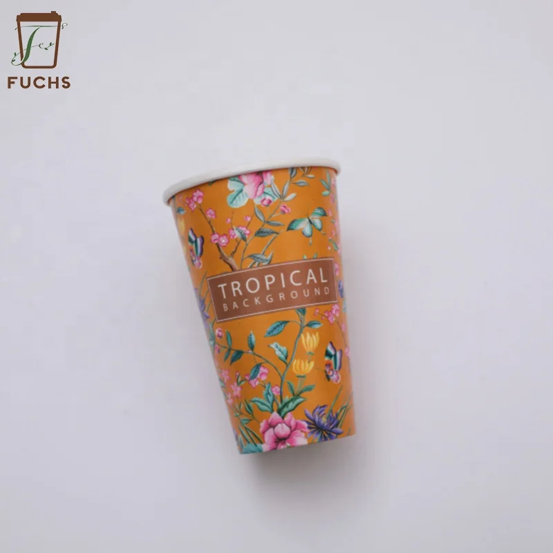 3/4/7/8/9/12/16 oz Customized Logo Eco-friendly PE Coating Paper Cup Disposable Coffee Cups With Lid