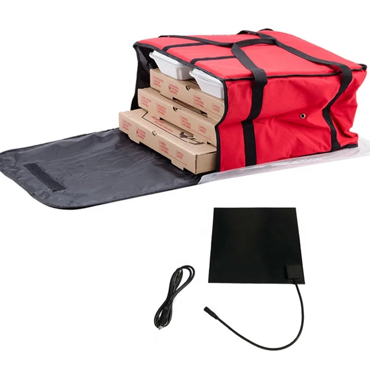 12V 100W Electric Pizza Hot Food Delivery Bag rubber Heating Element Silicone Heater Pad with 80 celsius Thermostat