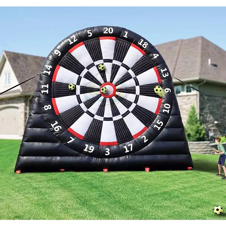 Outdoor giant black inflatable dart board game kick soccer inflatable football target ball foot darts for sport event