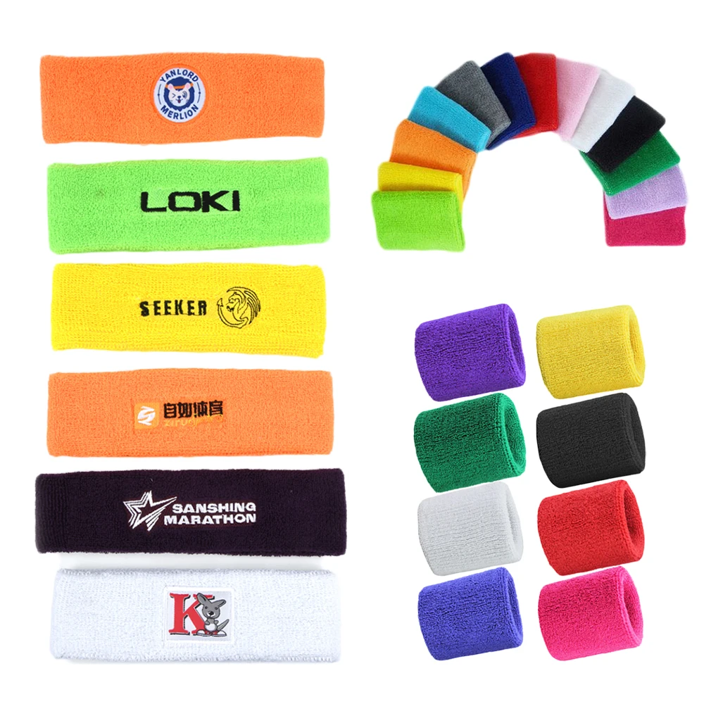 Sweat wrist band custom logo head sweatband wrist support Sport Gym Tennis Sweatbands