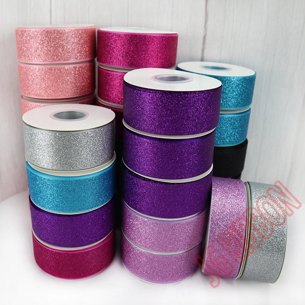
1.5 inch 38mm soft glitter grosgrain satin ribbon for wedding decoration 