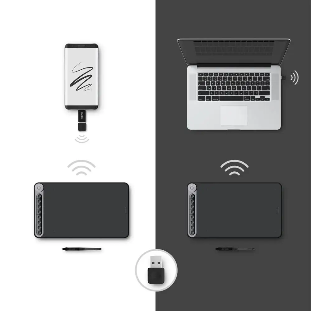  Новый Huion Q620M 2 4G беспроводной приемник 8192 уровней циферблат контроллер интерактивный цифровой стилус графический планшет для