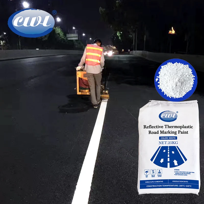 Fast delivery white reflective thermoplastic road marking paint mixed glass bead reflect line paint