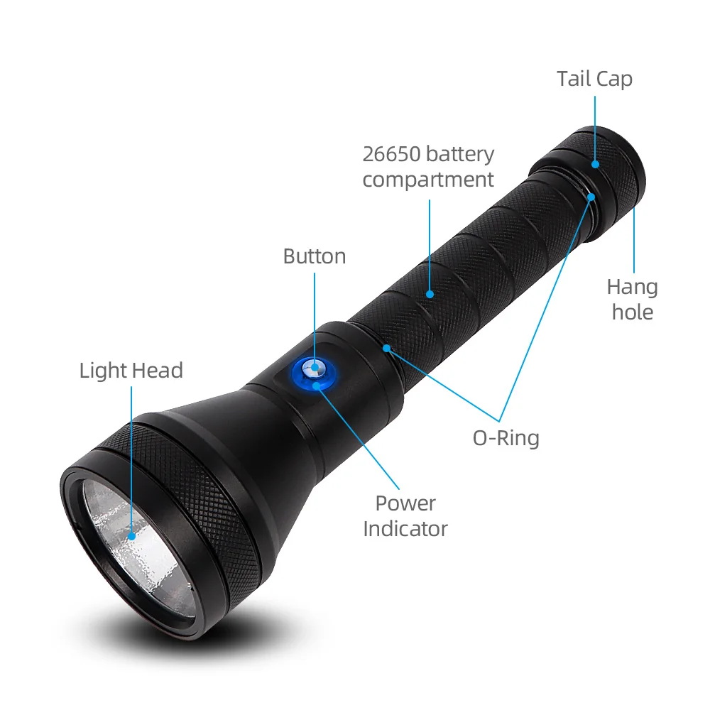 Bright and Powerful 2* 26650 5000 mah 4000 Lumen Diving Torch other Swimming & Diving Products Torch Dive Light