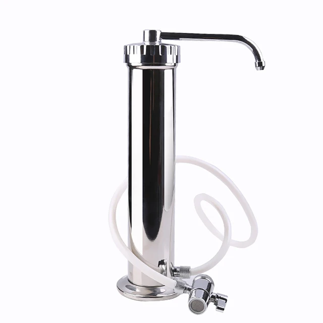 Faucet Connected Stainless Steel Water Filter Candle Ceramic Activated Carbon Countertop Water Purifier