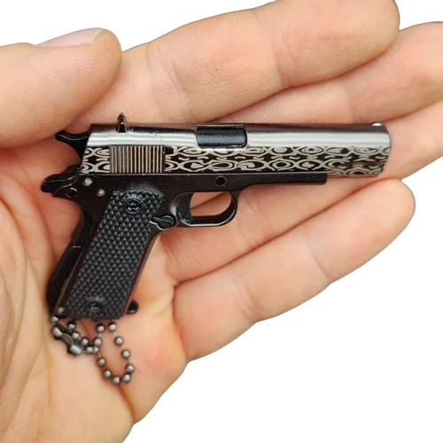 2024 Hot Sale New Product Mini Gun Keychain Toy Metal 7.2cm Gun Model Self Defense Keychains 1/3 Gun Toy Pistol Keychain Pendant
