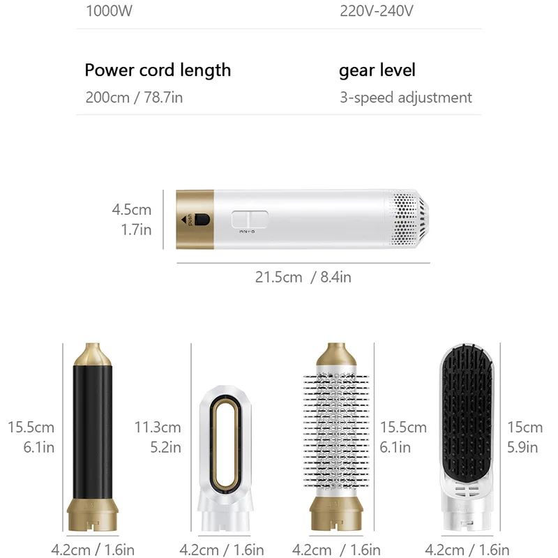 Prussian blue 6 in 1 Professional Hair multi Styler Blow Dryer Brush Hot air Comb Curling irons Hair Curler with Leather case