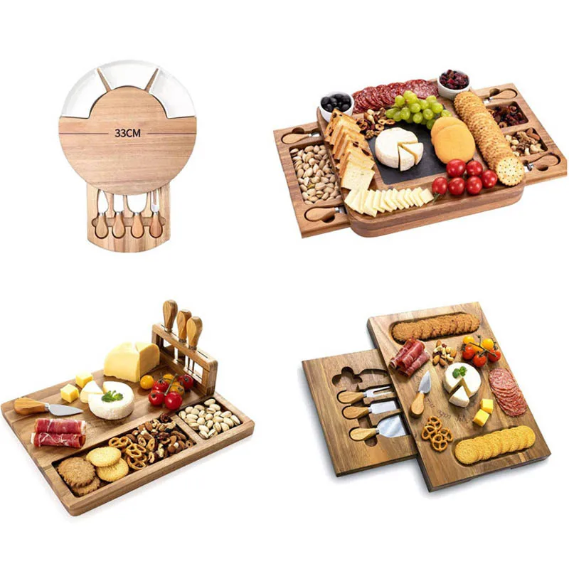 Cutting Board Square Durable Cheese Board Wood Charcuterie Board Set