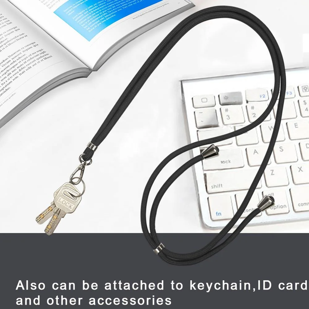 wholesale multi-function Nylon Rope Necklace Phone Case elastic silicone lanyard cell phone holder with finger ring stand