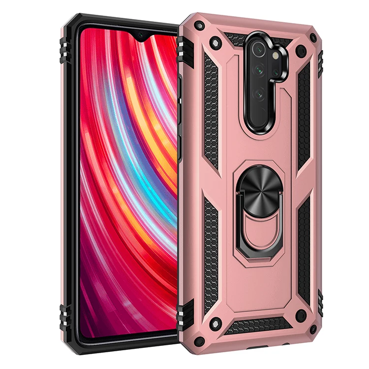 For xiaomi redmi note 8 pro Ring Holder Kickstand 360 Degree Full Protective 2 In One Phone Cover Case Anti-falling Phone Case