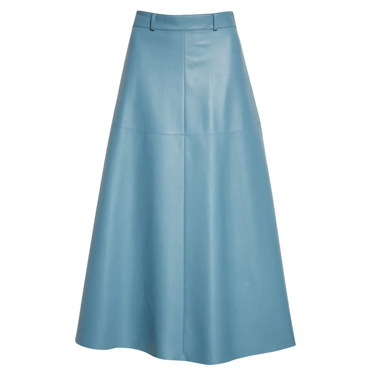 Latest Design Summer Fashion Casual Custom High Waist Elegant Retro Blue Leather Midi A Line Skirt For Women Office