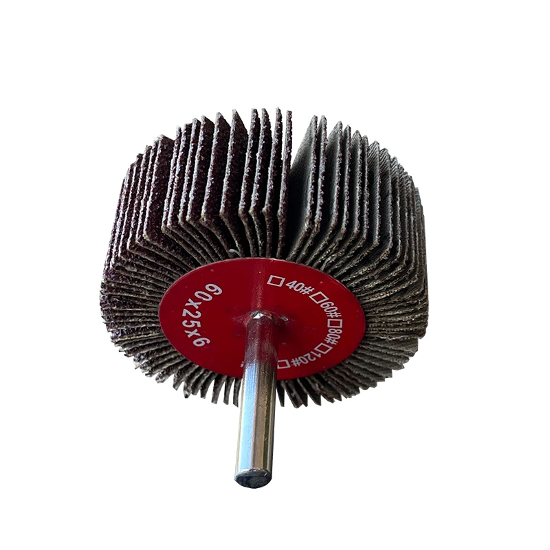 High performance non-woven nickel plating shaft 60x25x6mm abrasive flap wheel with shaft for polishing