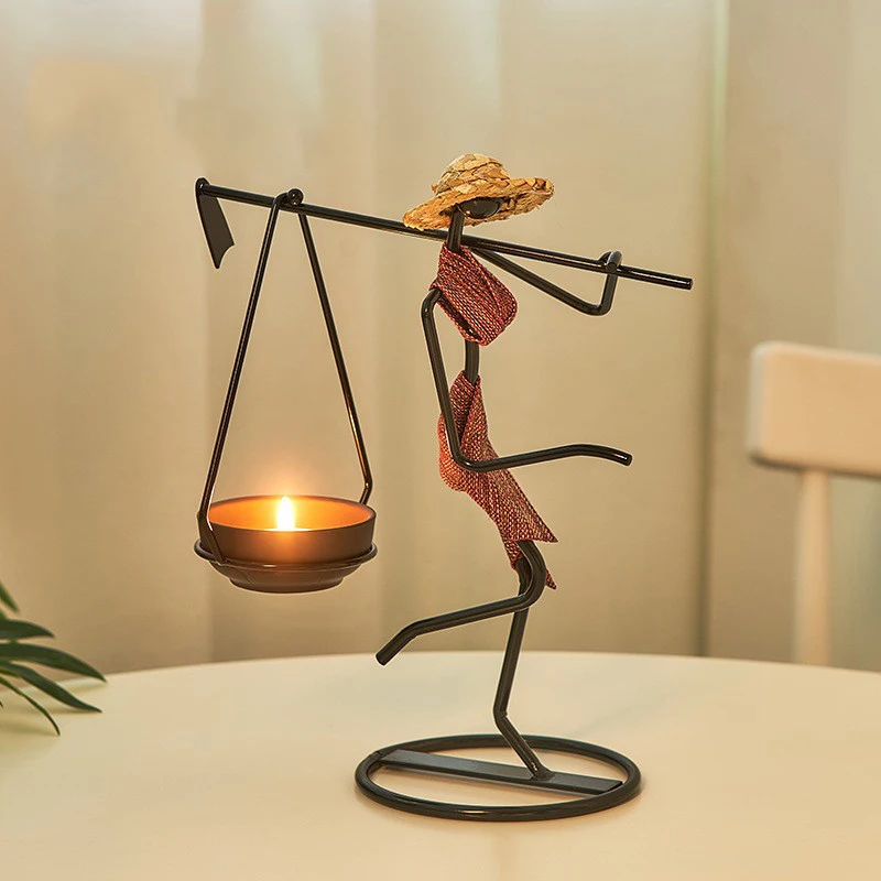 Nordic Metal Candlestick Abstract Character Sculpture Candle Holder Decor Handmade Figurines Room Home Decoration Art Gift