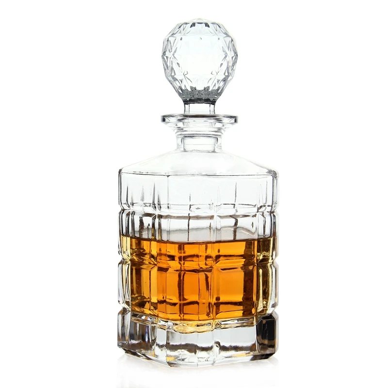  Amazon Hot Sale Wholesale Square Liquor Crystal Whiskey Decanter Set for Tequila Vodka