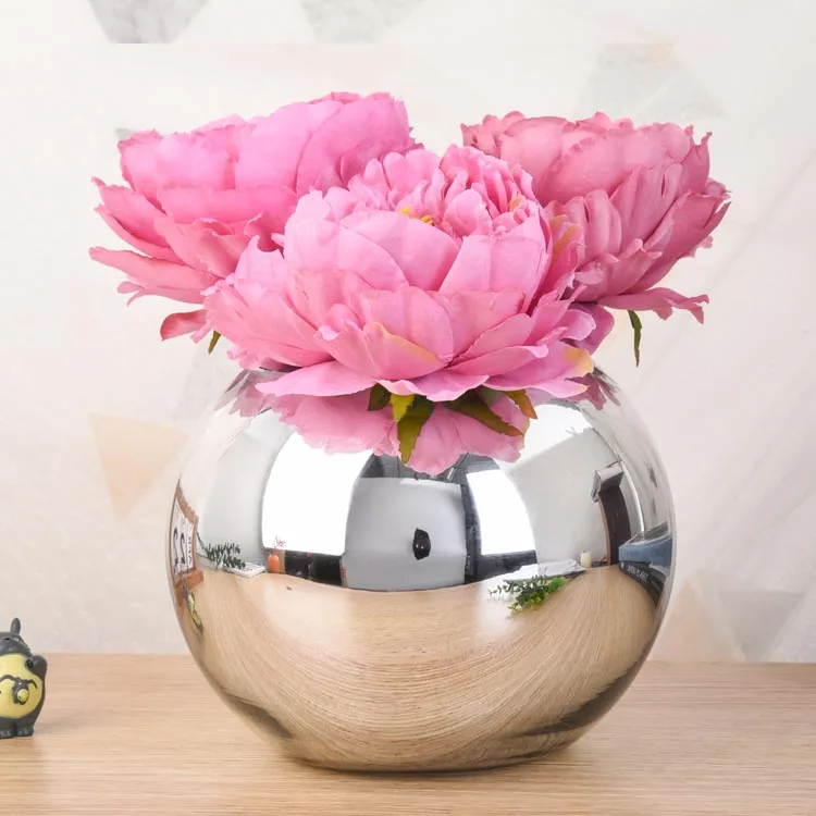 Modern Style Small Ball Round Glass Vase Sets Wedding Decoration Table Centerpiece Vase for Flowers