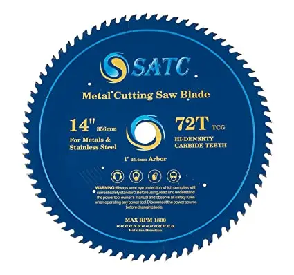 14-дюймовый режущий диск с абразивным рельсом 72 зубца лезвие из стали и карбида 1-дюймовой беседкой для резки твердой/мягкой древесины