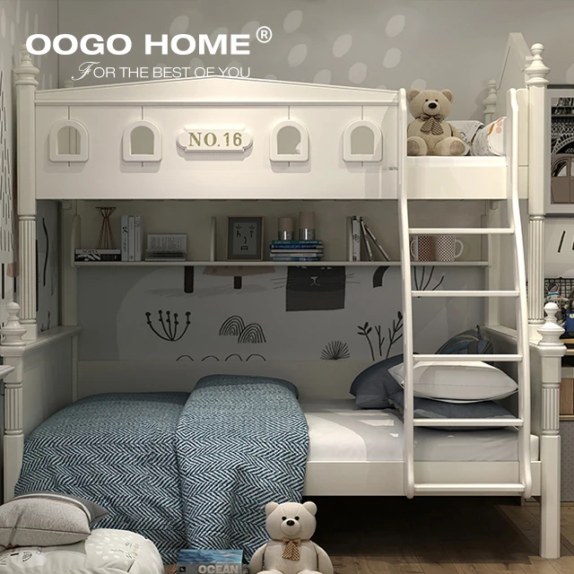 
Rustic Style Kids Solid Wood Bunk Beds High Quality Children Furniture Sets 