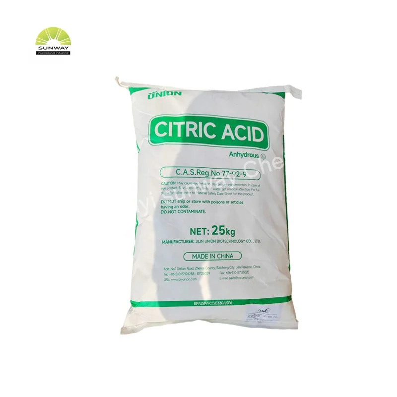 SUNWAY Food Grade Anhydrous and Monohydrate Citric Acid Price 99.5% Citric Acid for Food Additives