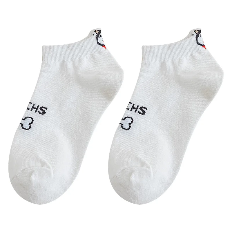 Женские хлопковые носки Socksmate с вышивкой в виде милой собаки удобные летние женские до щиколотки белым улыбающимся лицом хаски