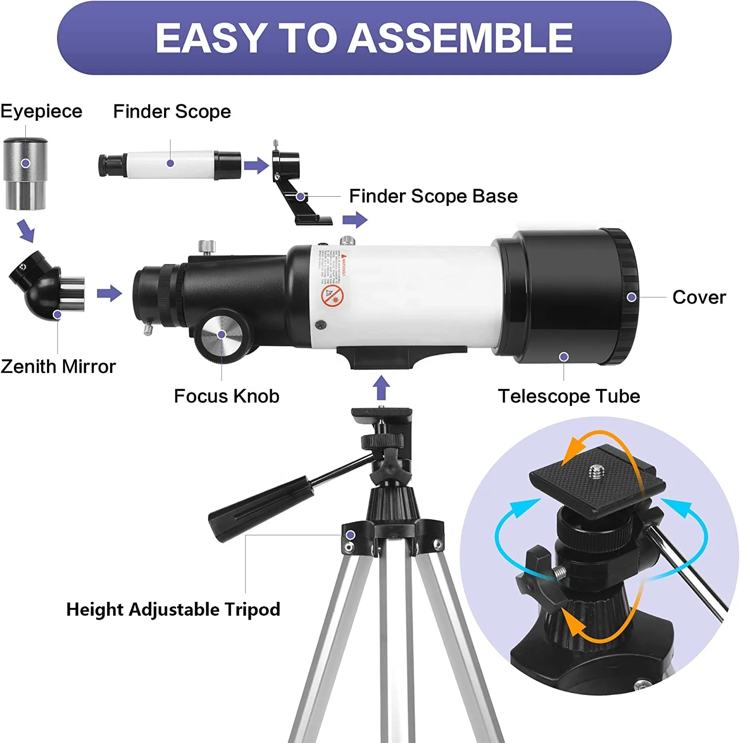 Telescope for Astronomy 400/70 FMC Glass Optical Refractor Telescopes With Adjustable Tripod Phone Adapter for Kids Adult Beginn
