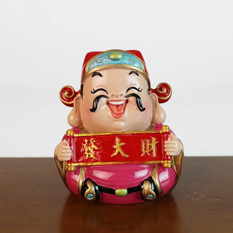 Wholesale Chinese Traditional Culture Design Resin Figurine,The God of Wealth Resin Statues Sculpture for Home Office Decoration