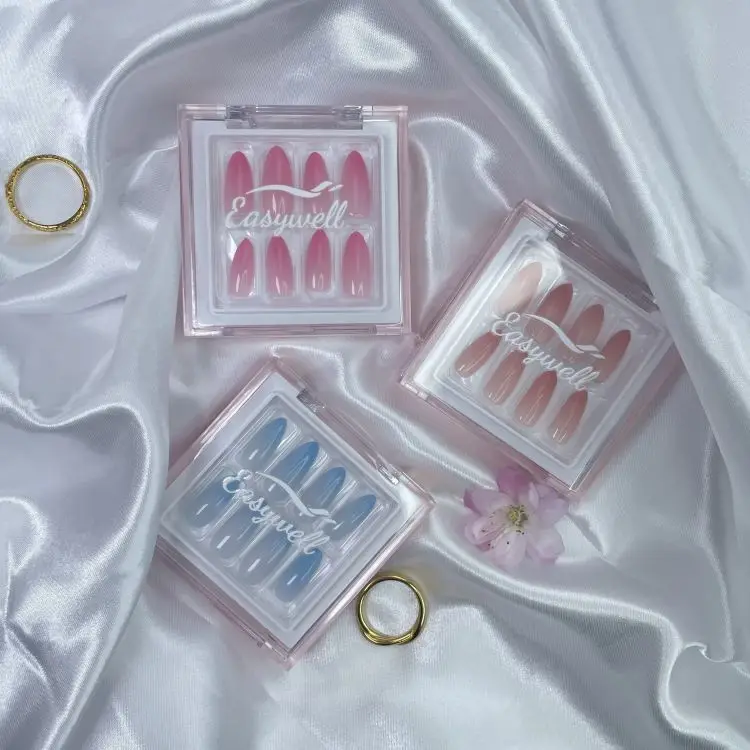 Fashion Trending Gel nails fingernails luxury false nail  with glue custom press on nails packaging box