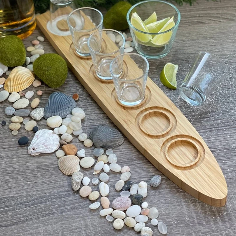 bar beer wine liquor sampler display handmade wooden tequila shots glass tasting holder serving flight trays board with salt rim