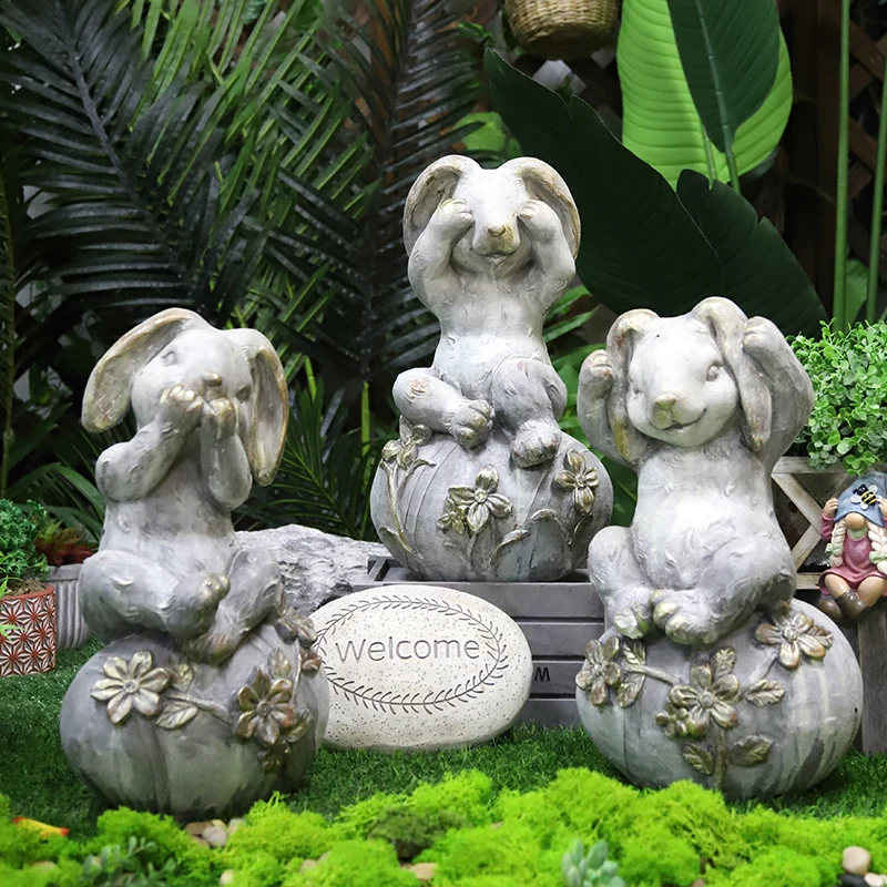 Redeco Wholesale Easter Bunny Gnomes Resin Crafts Cute Witch Gnome Magnesium Oxide Crafts For Gifts Home Garden Decor