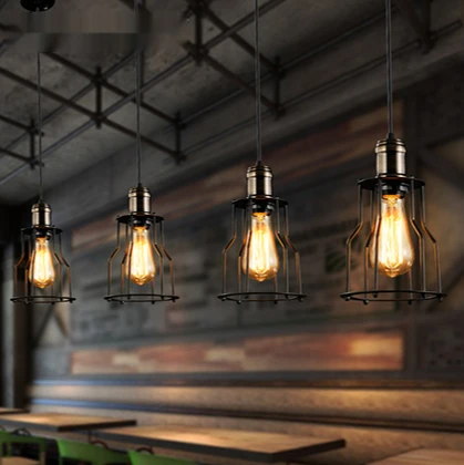 Retro loft hanging wire Suspended chandelier creative personality single restaurant bar table industrial lamp Edison bulb