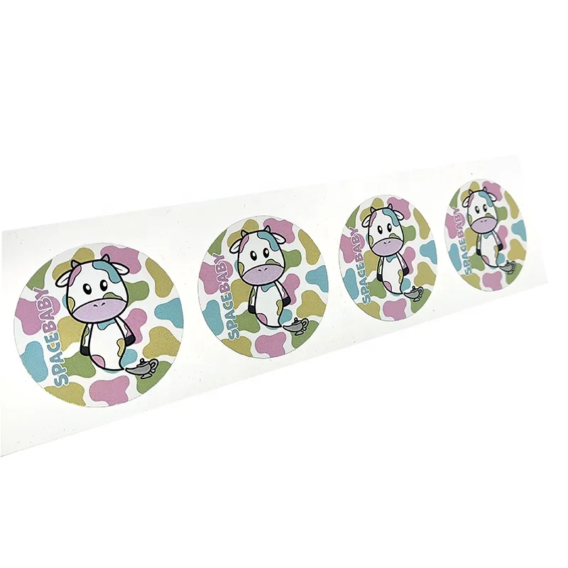 Whole sale Custom private logo Cartoon Cat Paper label Kawaii  Stickers round shape  Stickers