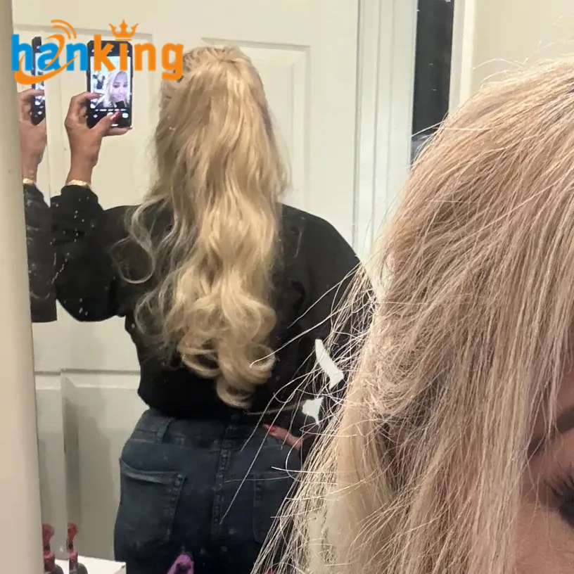 Ehanking Women Long Wavy Ponytail Extensions 22 Inch Tail Claw Clip Synthetic Pony Hairpiece Ladies Natural Wig