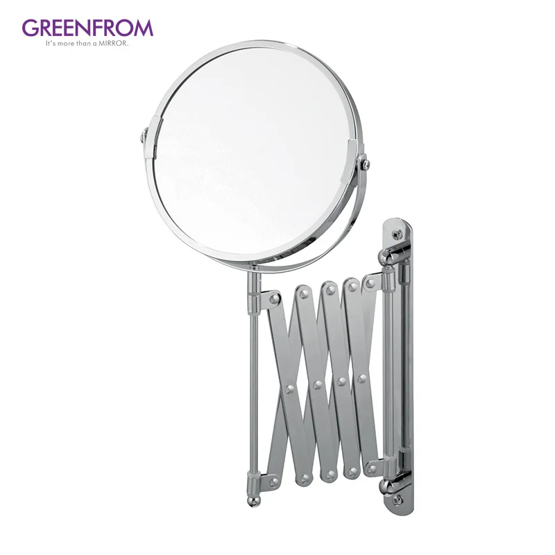Scissors Extendable Arm Double Side Wall Mounted Bathroom Vanity Mirror With Magnifying Mirror