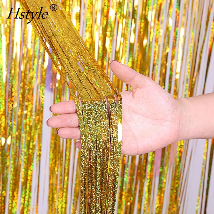 1*4M Laser Curtain Photographing Background Foil String Shimmer Backdrop Garland Curtain For Wedding Party Decor SD011