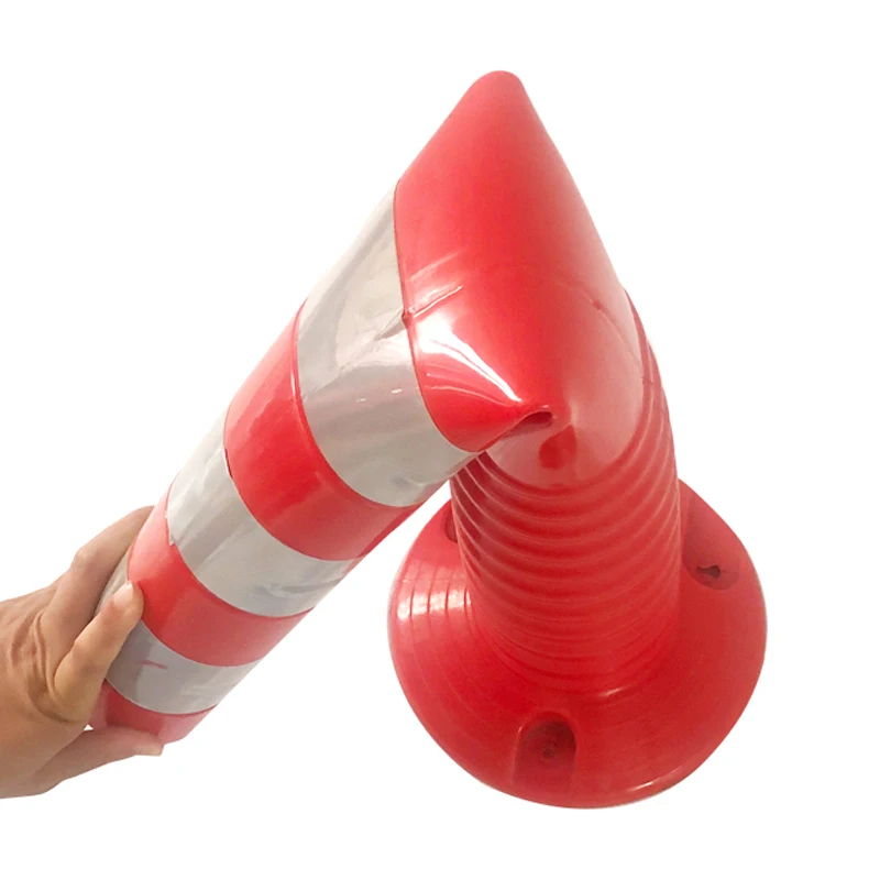 PU/Plastic/Rubber base/PE Flexible parking post traffic warning cone portable column with base barrier stanchion safety  bollard