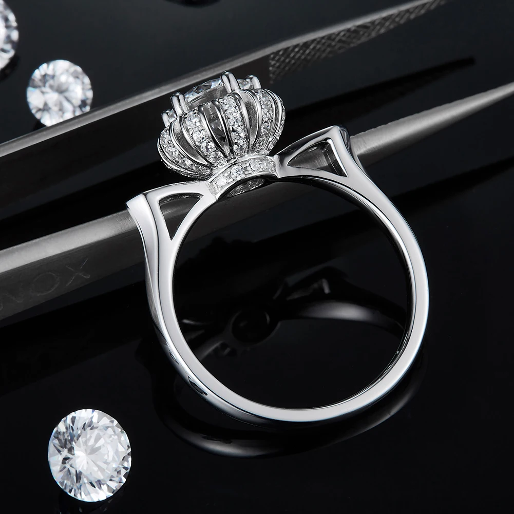 RINNTIN SMR70 925 стерлингового серебра на заказ 1 карат VVS Moissanite Бриллиантовая корона женское кольцо ювелирные изделия Новинка