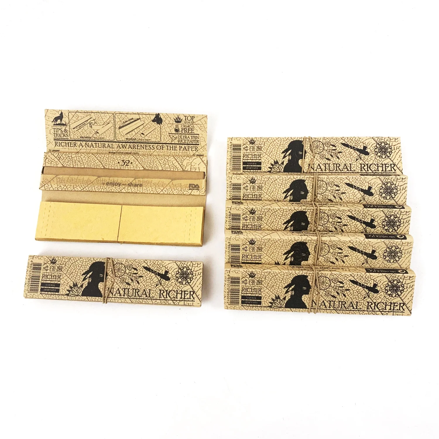 Wholesale Slow Burning 100% Natural Arabic Gum Unblenched Rolling Paper Kingsize Smoking Rolling Paper