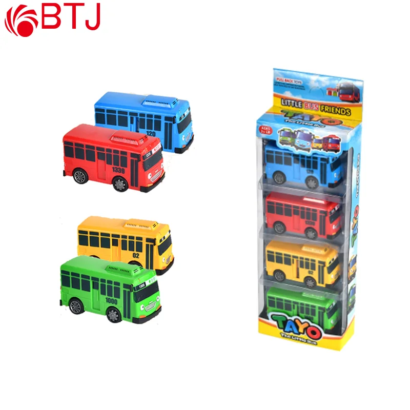 Tayo Car Little Model Bus Mini Toy Cheap Plastic Pull Back Car mini bus transportation pull back school bus openable door