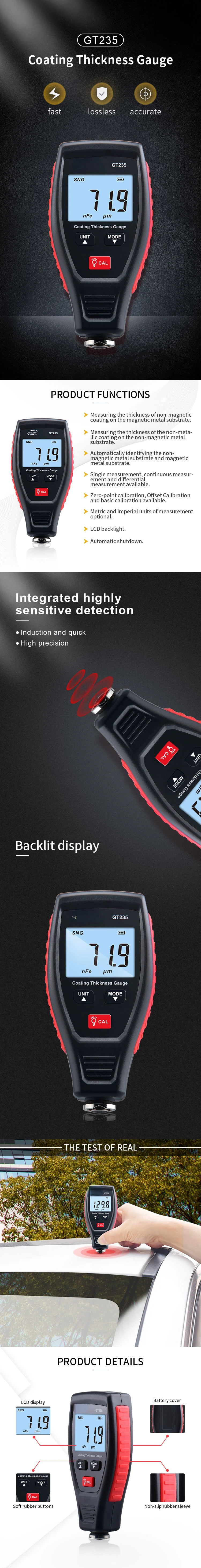DECCA  GT235 Coating Thickness Gauge Car paint 0 ~ 1800um/70.8mil/1.8mm Automobile Manufacturing, metal processing,