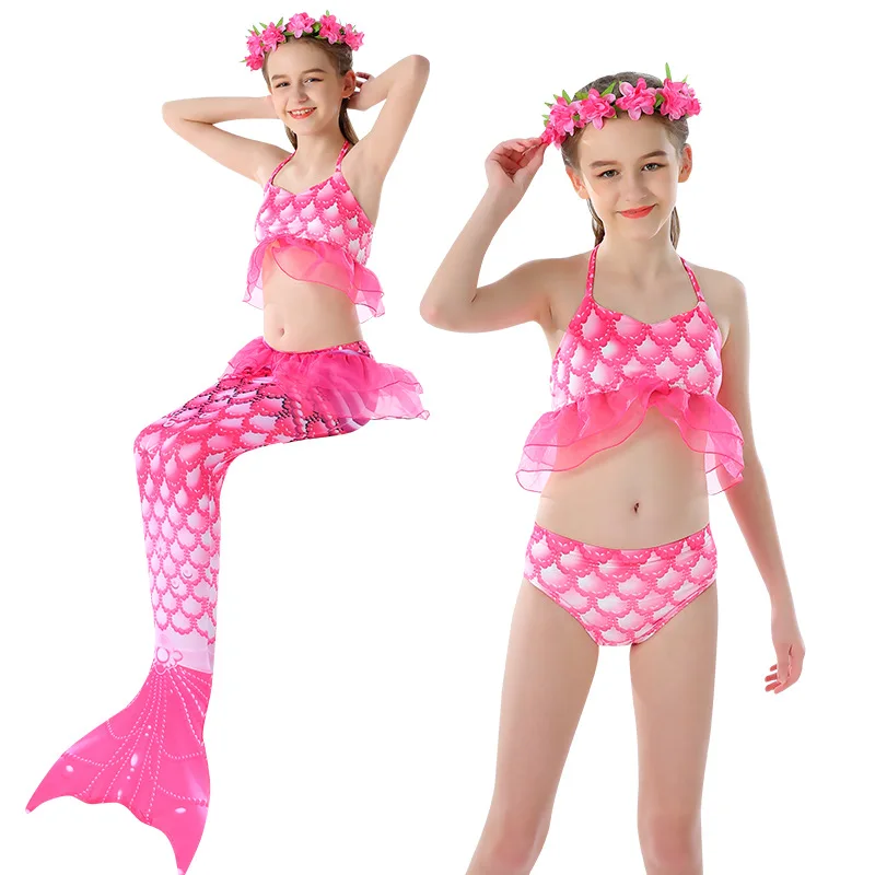 Wholesale Eco Friendly Recycle Swimwear Garment Bathing Suits Girls 3 pcs Mermaid Swimsuit Cute Young Child Bikini Kids Swimwear