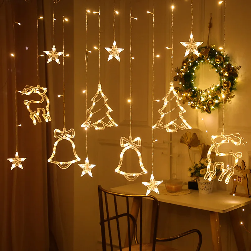 Led Curtain String Lights Factory Outlets Led Big Star Moon String Light For Room Festival Curtain Christmas Light Wholesale