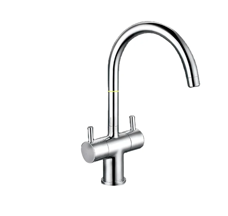 Dual Handle Deck Mount Waterfall Kitchen Faucets Brass Cold Hot Kitchen Sink Mixers