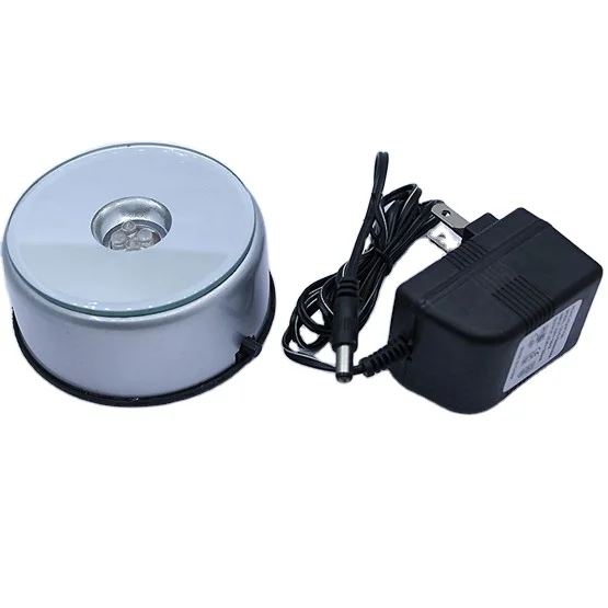 Серебристое Хрустальное Подарочное основание для дисплея диаметром 8 см 7 цветных светодиодов батарея и адаптер вращающаяся основа светодиодного освещения