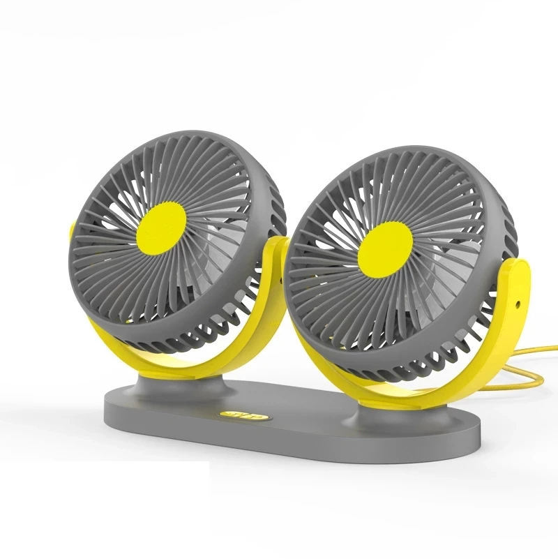 360 Degree Rotating 12V/24V Low Noise Cooling Air Fan All-Round Adjustable Car Auto Air Cooling Dual Head Fan