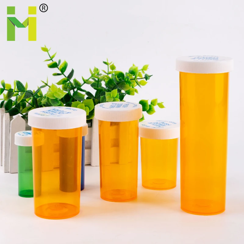 Clear plastic medical pill packaging vials medical container